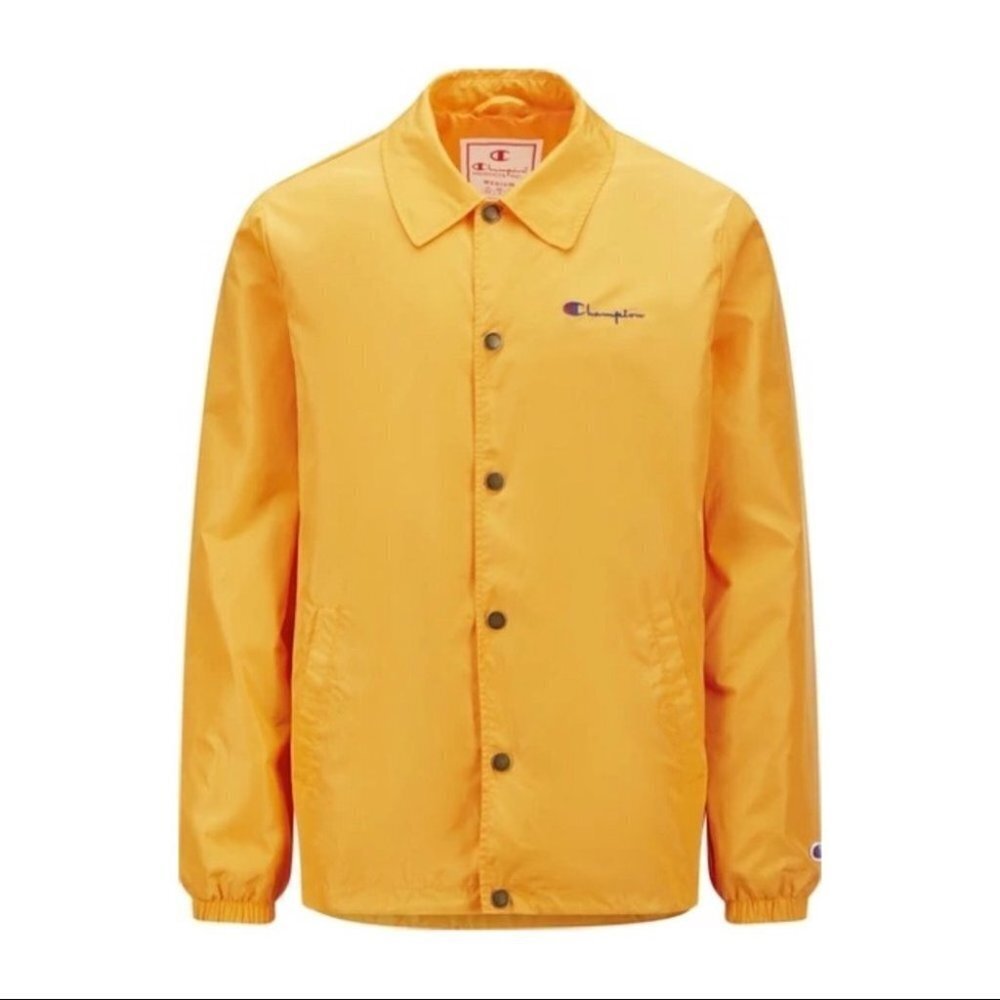 MEN'S Champion Reverse Weave Coach Varsity Jacket Orange Size Small